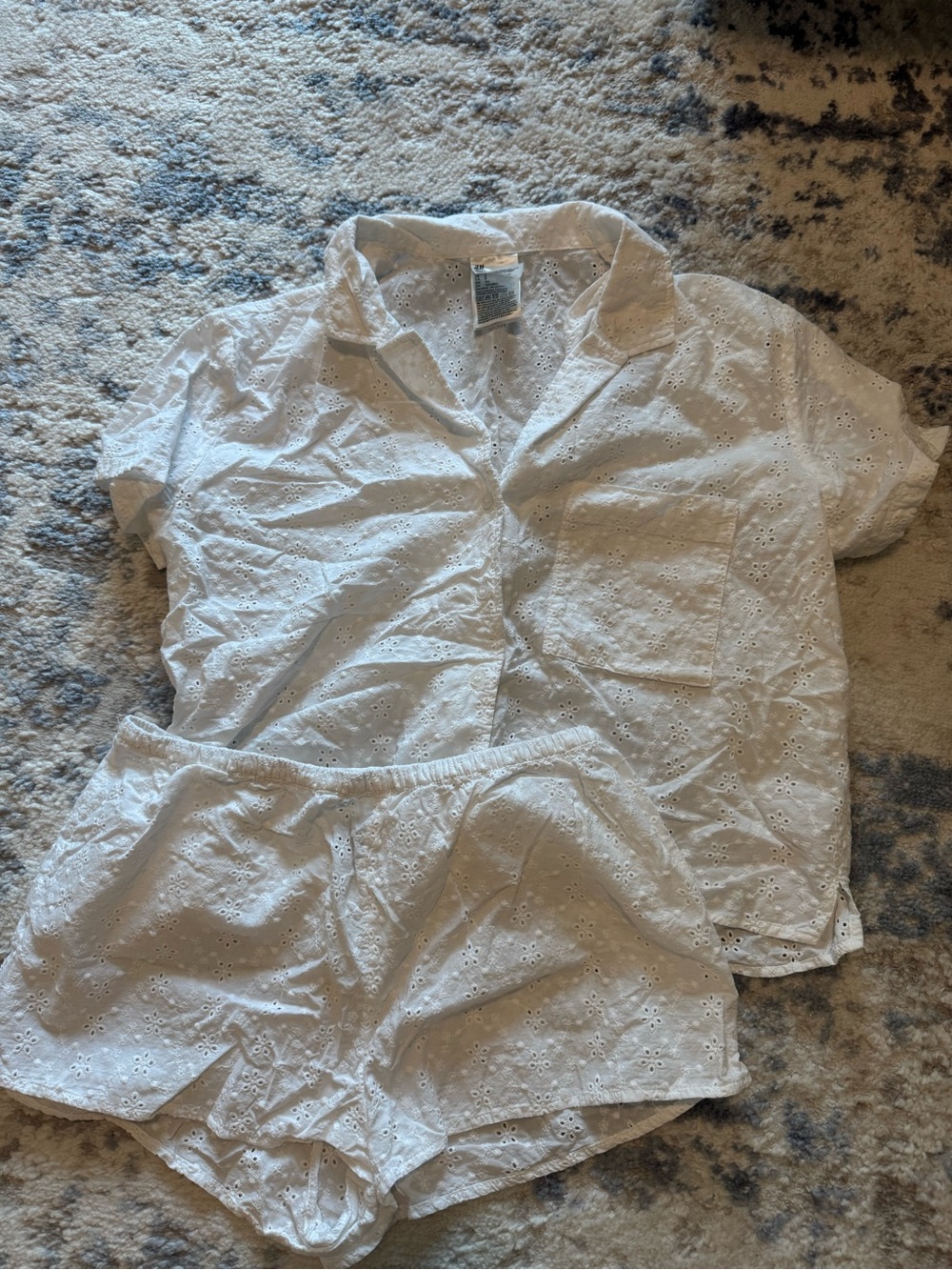 White Eyelet Two-Piece Pajama Set